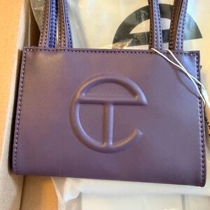 Telfar Purple Mini Shopping Bag with Embossed Logo